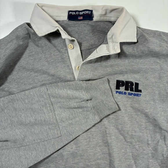 Vintage Polo Sport Ralph Lauren Rugby Shirt 2XL Elbow Patch Embroidered Y2K 90s